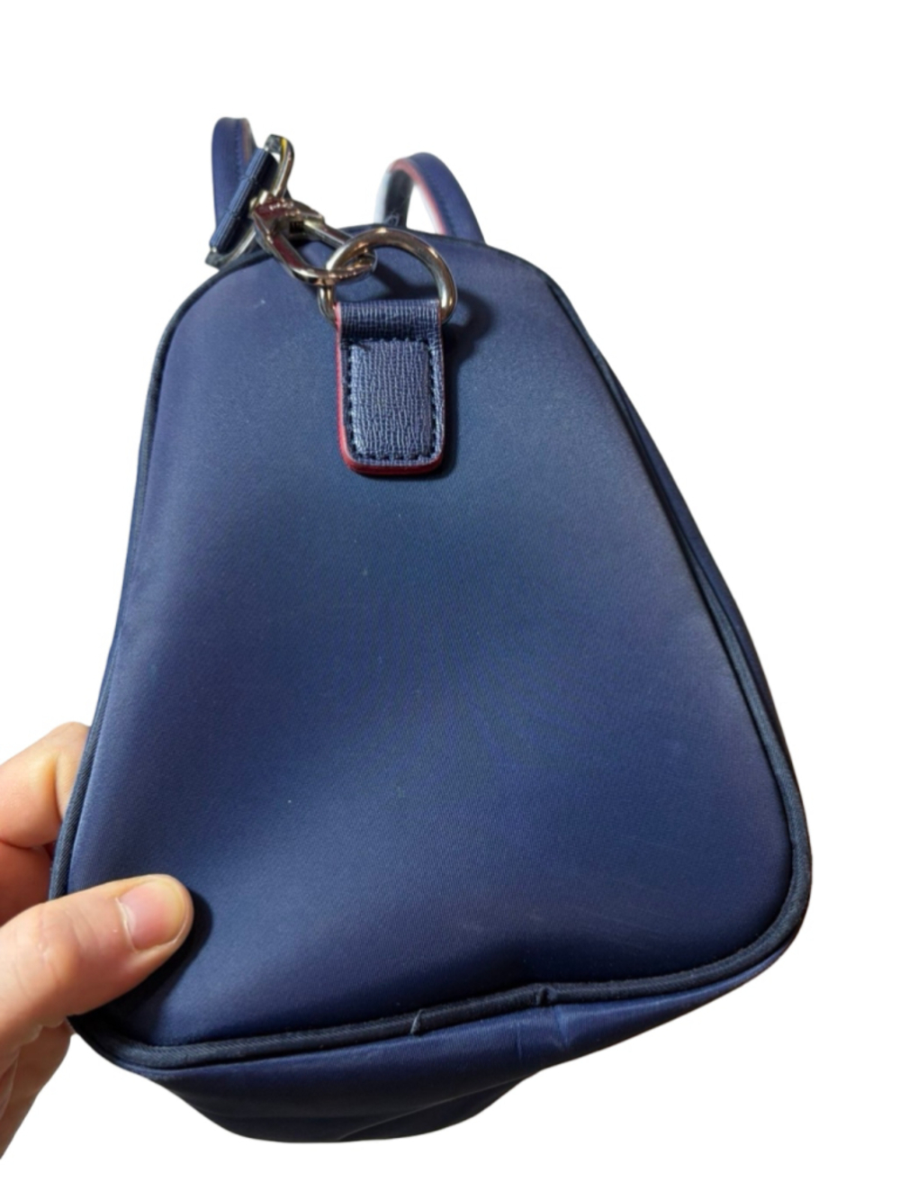 Longchamp Le Pliage Navy Red Nylon Travel Weekender Bag Made in France - Picture 4 of 11